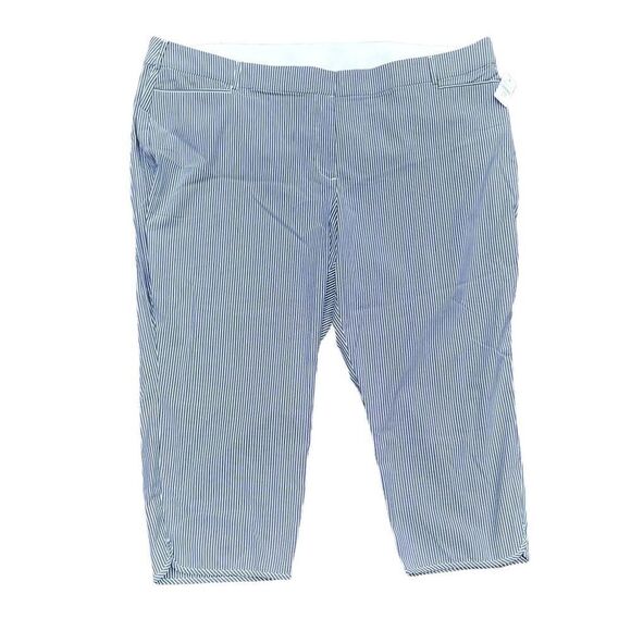 Lane Bryant Pants - NWT LANE BRYANT Grey & White Stripped Pants W/ Elastic Waistline Size 26